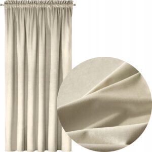 Nowoczesna zasłona welwetowa w taśmę 140x270 krem
