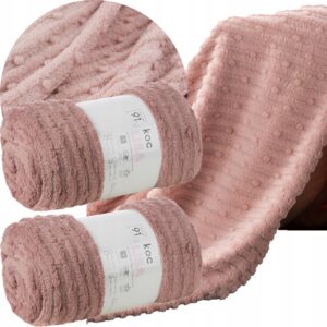 Komplet na kanapę i dwa fotele koc 170x210 + 2 x 70x160 puder