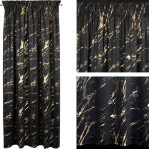 Zasłona gotowa welwetowa czarny szampan z nadrukiem 140x270 taśma