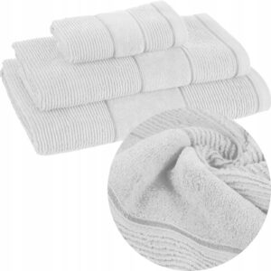 Ręcznik kąpielowy bawełna miękki chłonny biały zestaw 3 szt prezent