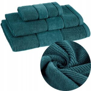 Ręcznik kąpielowy bawełna miękki chłonny c.turkus zestaw 3 szt prezent