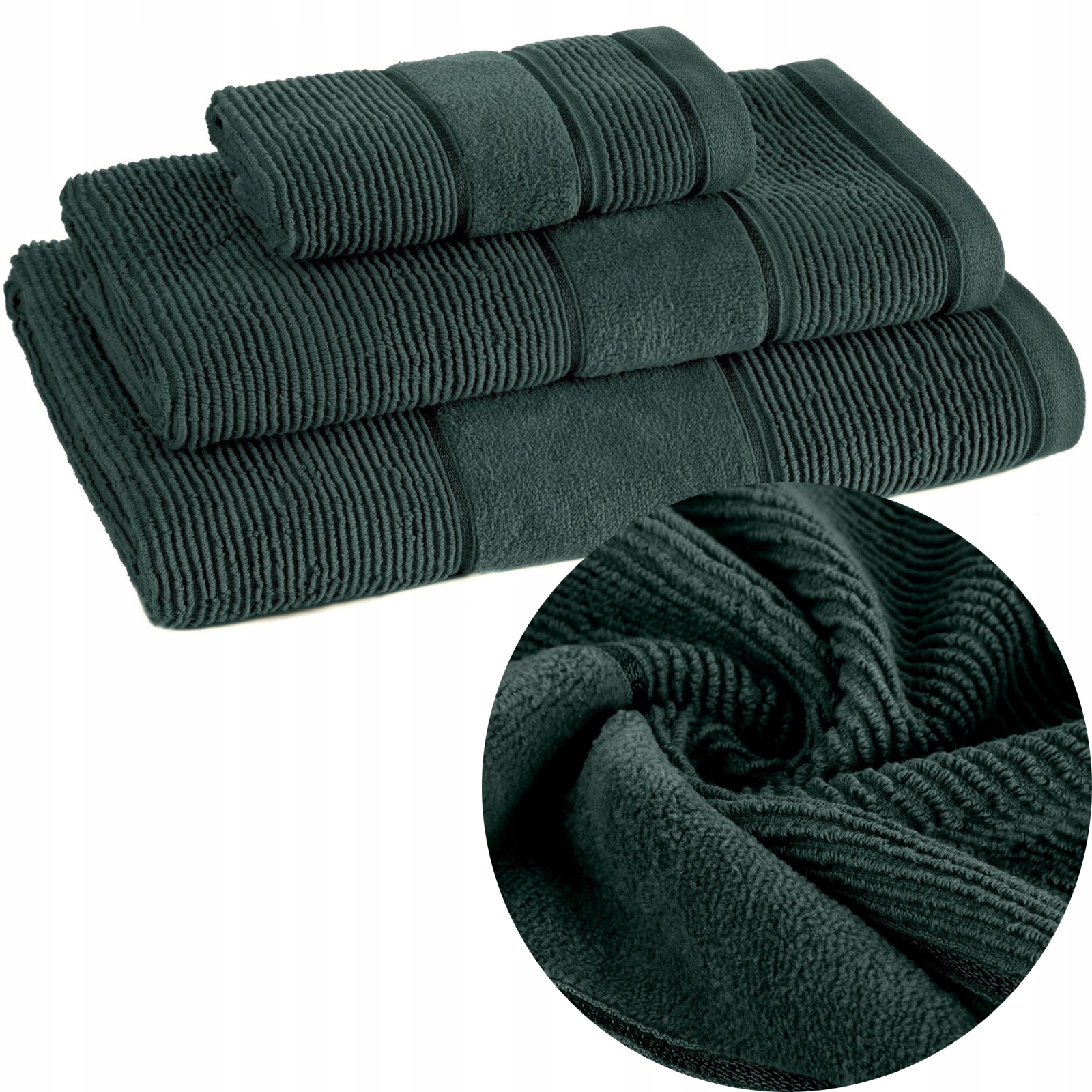 Ręcznik kąpielowy bawełna miękki chłonny c.zielony zestaw 3 szt prezent - obrazek 4