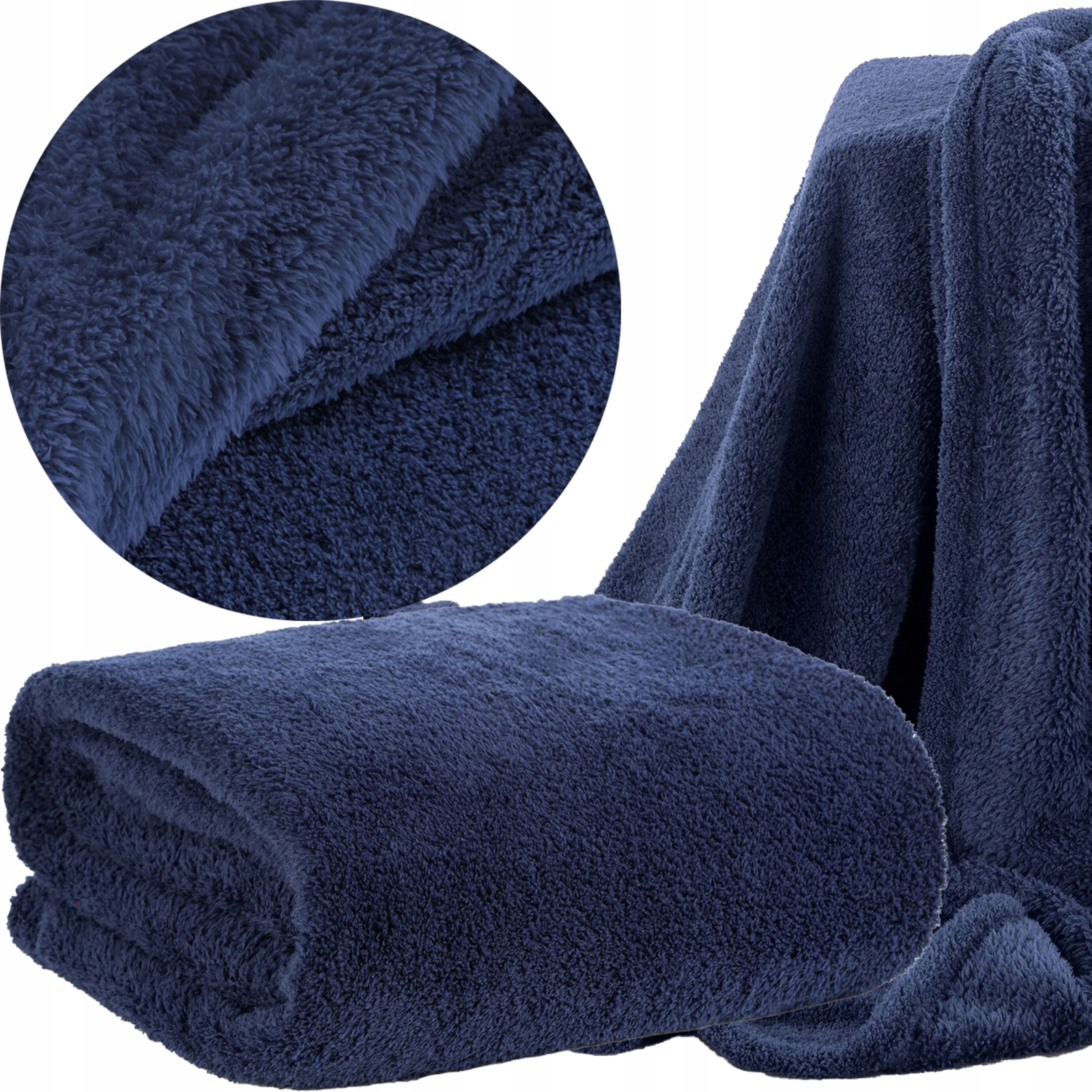 Mięciutki koc narzuta 150x200 granat - obrazek 7