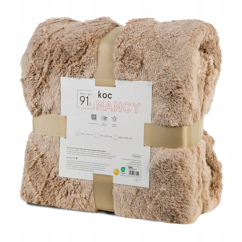 Koc narzuta 150x200 gruby mięciutki puszysty ciemny beżowy - obrazek 12