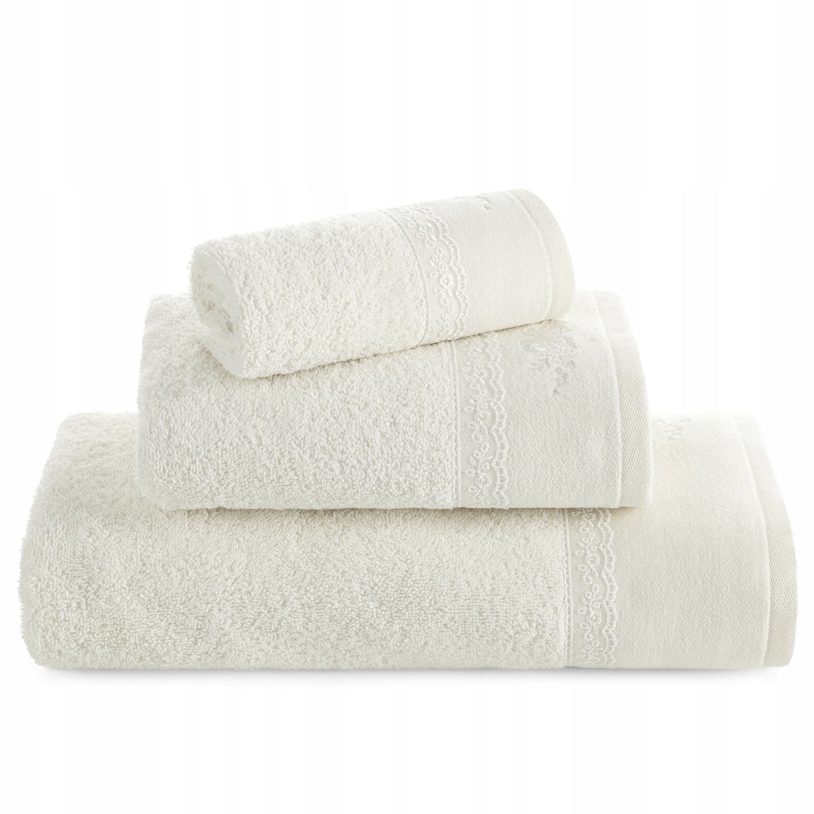 Piękny mięciutki ręcznik kąpielowy bawełna 30x50 krem prezent ślub rocznica - obrazek 5