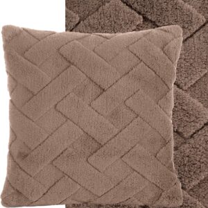 Puszysta i niezwykle miękka dekoracyjna poszewka 45 x 45cm ciemny beżowy