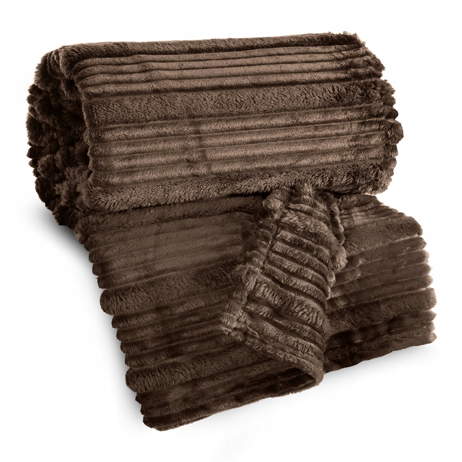 Narzuta koc gruby mięciutki 200 cm x 220 cm brązowy - obrazek 8