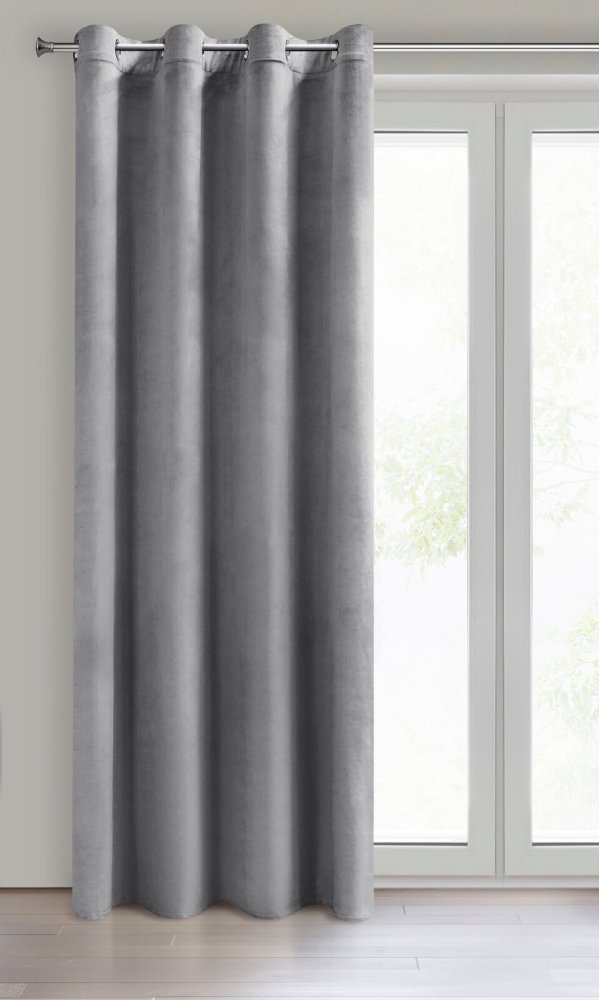 Mięciutka zasłona welwetowa kółka 140x250 srebrny - obrazek 13