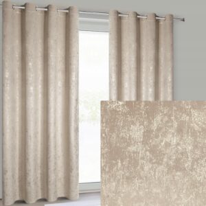 Nowoczesna Zasłona welwetowa 140X250 beżowa z delikatnym nadrukiem