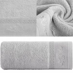 Piękny mięciutki ręcznik kąpielowy bawełna 30x50 srebrny prezent