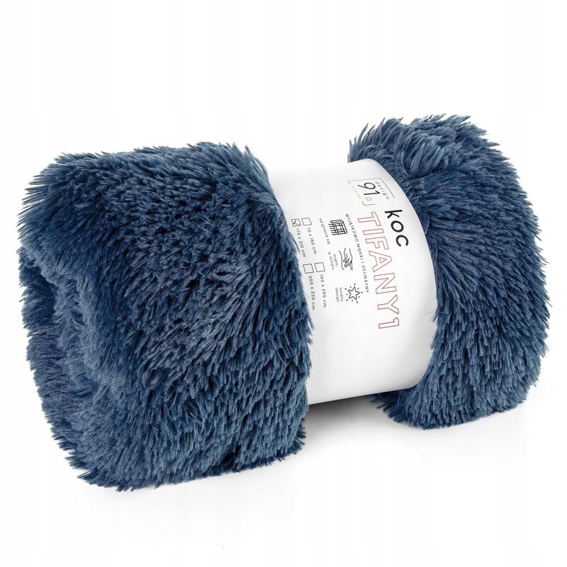 Koc włochacz futrzak pled narzuta na łóżko 200 cm x 220 granatowy - obrazek 16