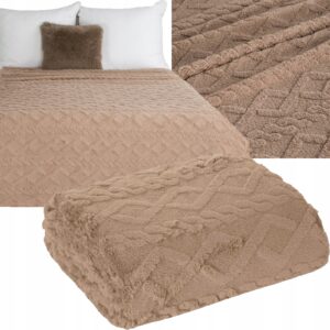 Prezent Mięciutki koc narzuta 200 cm x 220 gruby 260GSM beż