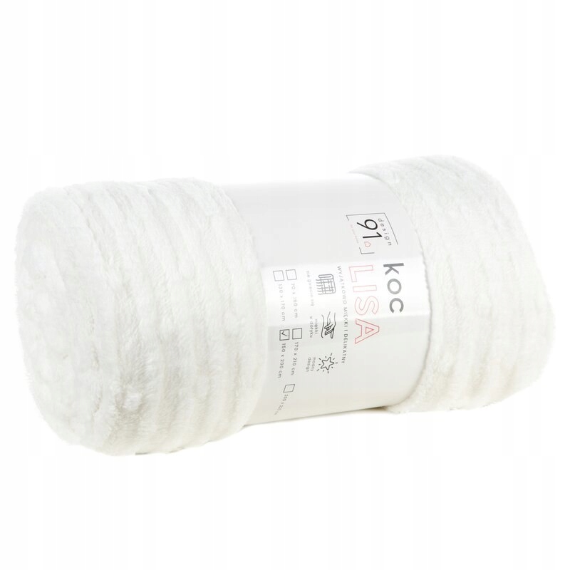 Mięciutki koc narzuta 170 cm x 210 cm biały prezent - obrazek 4