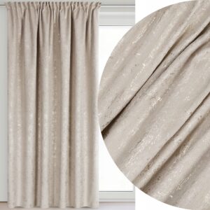 Zasłona 140X270 beżowa welwetowa z nadrukiem taśma