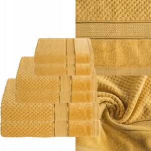 KOMPLET RĘCZNIKI KĄPIELOWE 6x SZTUK PREZENT 500gsm musztarda