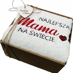 PREZENT DLA MAMY RĘCZNIKI 2 SZT W PUDEŁKU HAFT