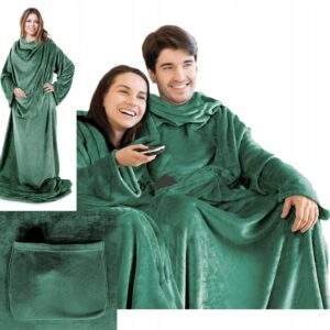 Mięciutki Koc Z Rękawami 150x180 c.zielony Na Prezent