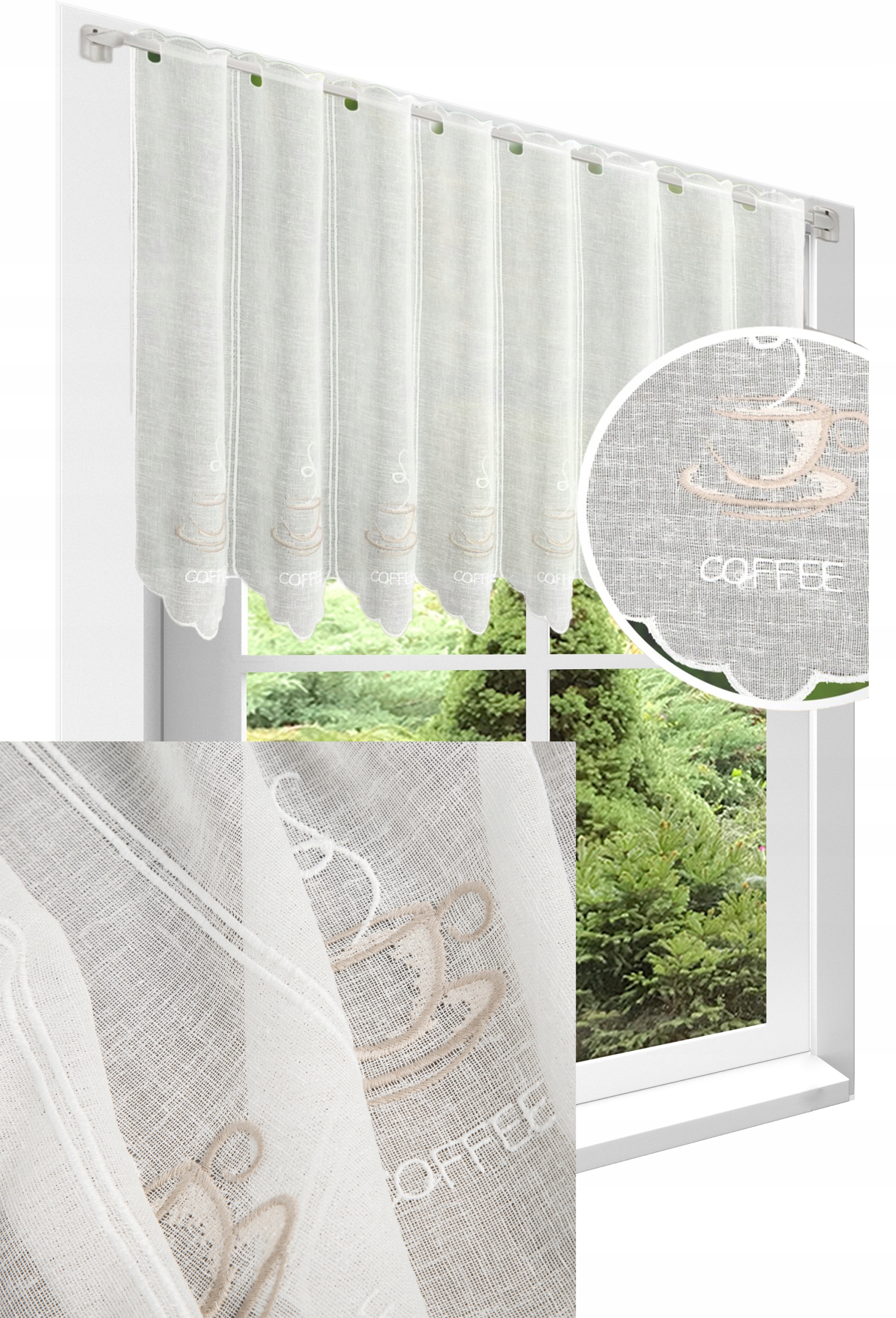 FIRANA DO KUCHNI KOLOR NATURA+BEŻ HAFT WYS 60 CM ZAZDROSTKA - obrazek 11