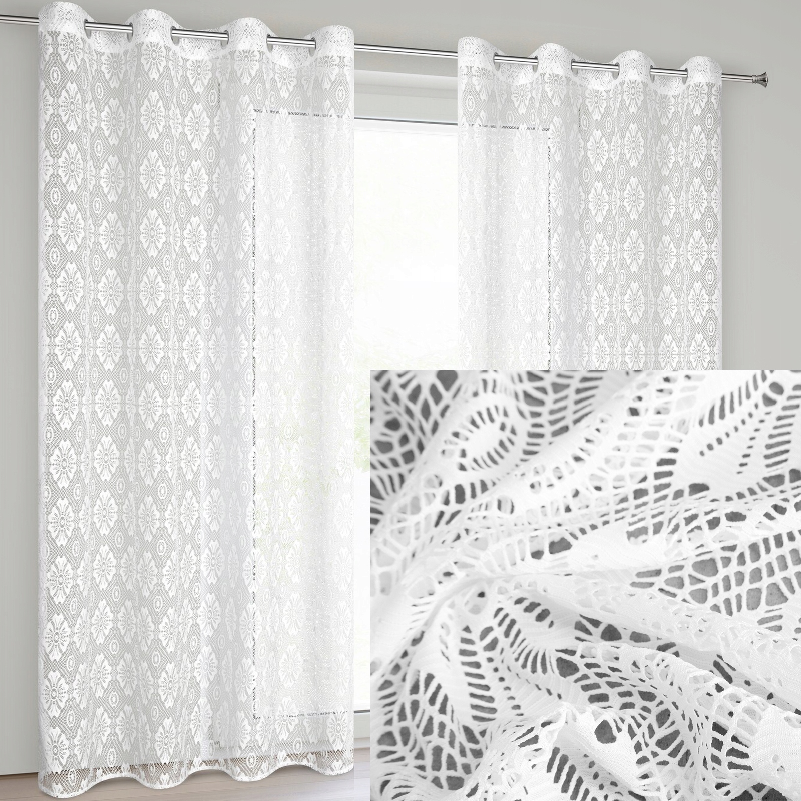 Firana biała w stylu boho 140 cm x 250 w przelotkę - obrazek 11