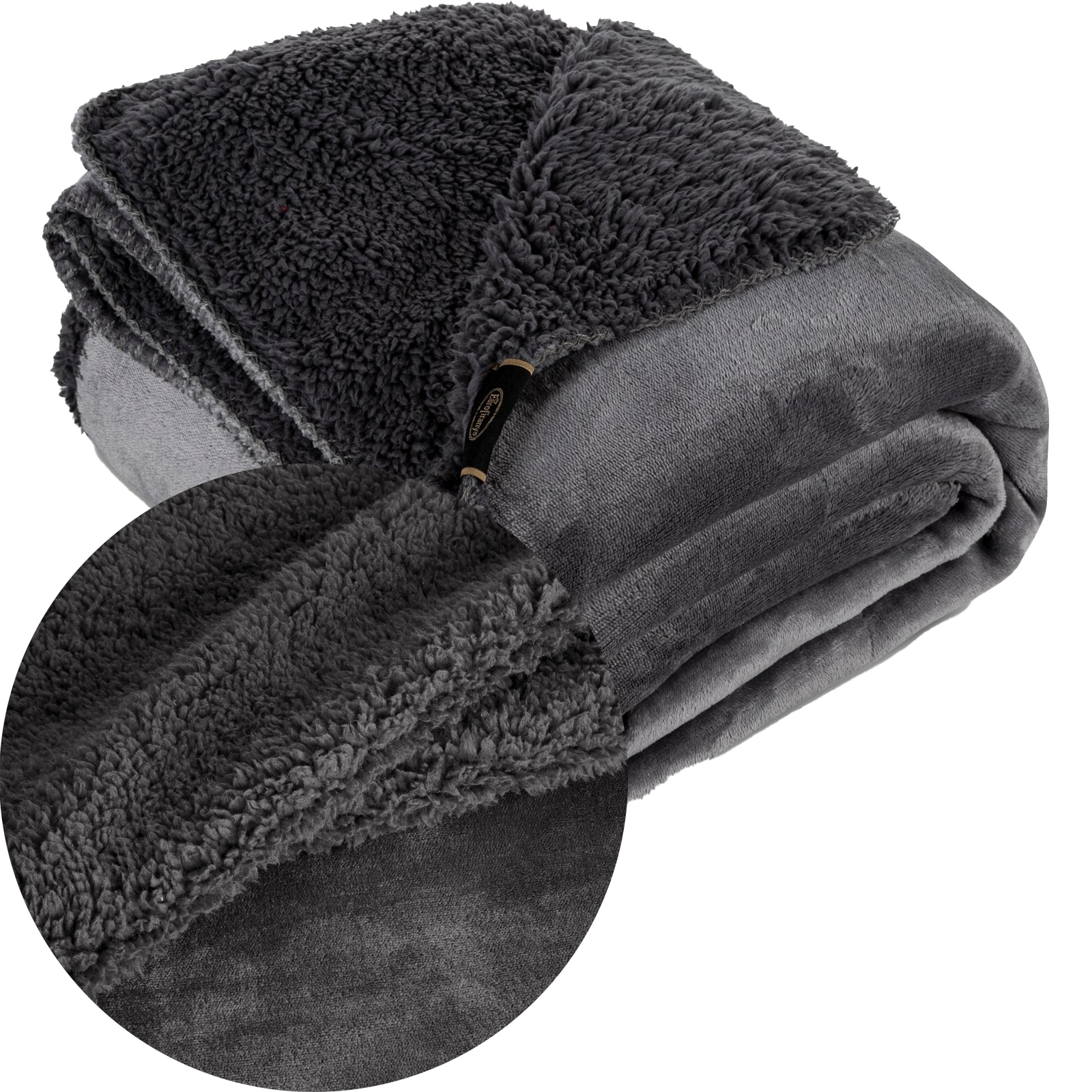 Koc narzuta dwustronny PREMIUM 200 x 220cm stalowy - obrazek 2