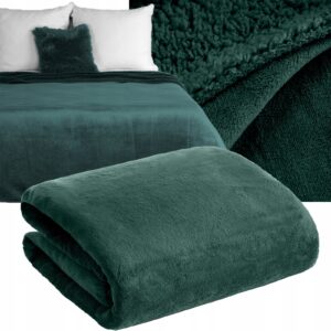 Koc narzuta dwustronny PREMIUM 200 x 220 cm ciemny zielony