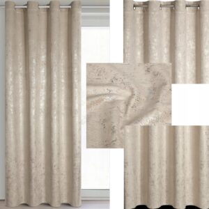 Zasłona 140X250 beżowa welwetowa z nadrukiem przelotka