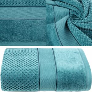 RĘCZNIK Z NATURALNEJ BAWEŁNY 50X90 TURKUS