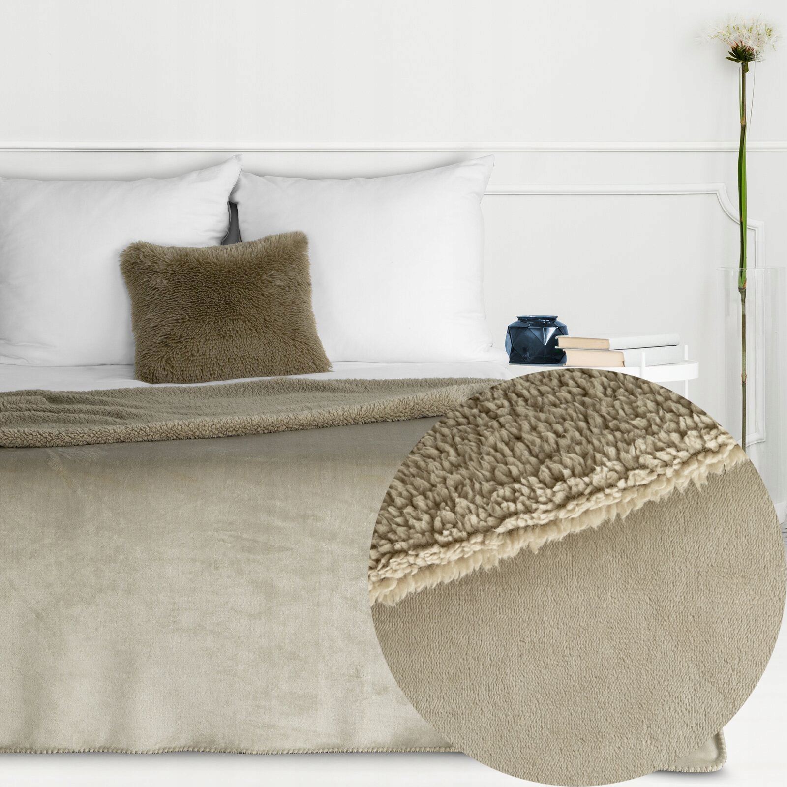 Koc narzuta dwustronny PREMIUM 200 x 220cm beż - obrazek 8