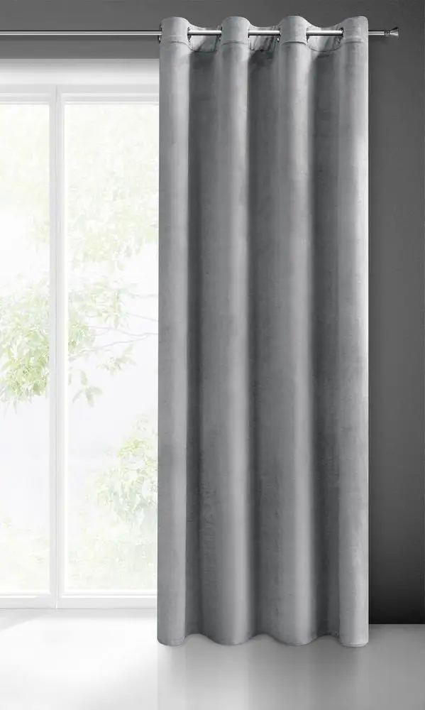 Mięciutka zasłona welwetowa kółka 140x250 srebrny - obrazek 11