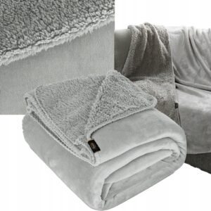 Koc narzuta dwustronny PREMIUM 150 x 200cm srebrny