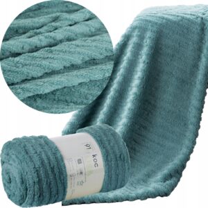 Mięciutki koc narzuta 150 cm x 200 cm miętowy prezent