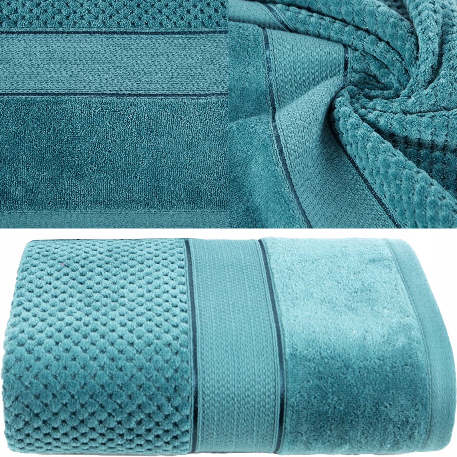 RĘCZNIK Z NATURALNEJ BAWEŁNY 70X140 TURKUS - obrazek 4