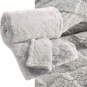 Koc narzuta 70x160 gruby mięciutki puszysty srebrny