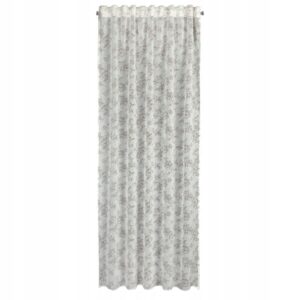 Zasłona biała lekka półzaciemniająca w kwiaty 140x270 popiel