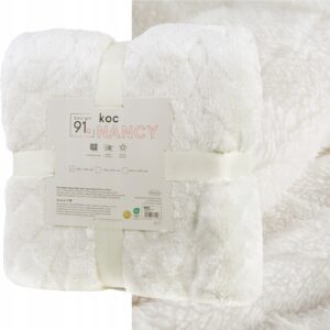 Koc narzuta 70x160 gruby mięciutki puszysty kremowy