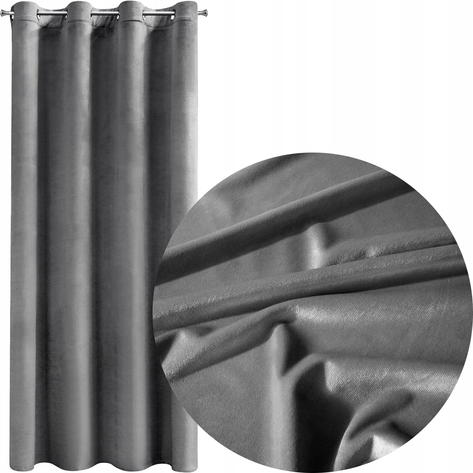Nowoczesna zasłona welwetowa w przelotkę 140x250 stal - obrazek 4