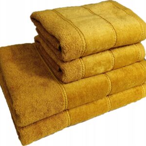 Ręcznik 2 x 50x90cm + 2 x 70x140cm 500g bawełna komplet musztarda