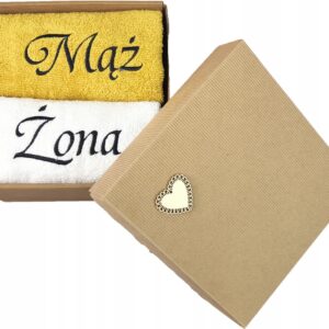 KOMPLET RĘCZNIKÓW PREZENT ŚLUB 2 SZT W PUDEŁKU