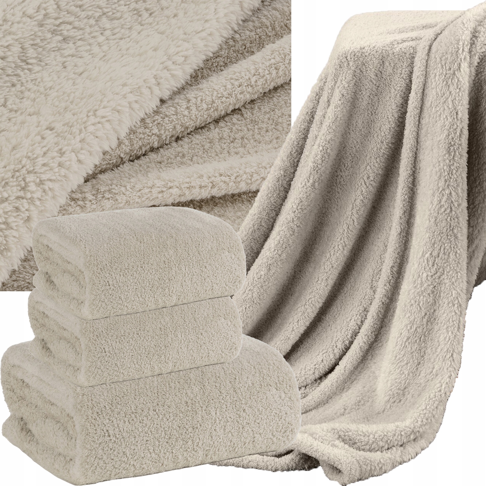 ZESTAW 170x210 + 2 x 70x160 Mięciutki koc narzuta CZARNY - obrazek 13