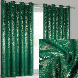 Nowoczesna Zasłona welwetowa 140X250 zielona z delikatnym nadrukiem