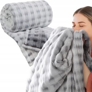 Koc narzuta 150x200 gruby mięciutki puszysty stalowy