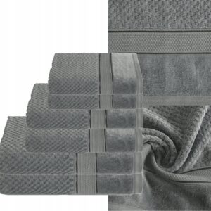 KOMPLET RĘCZNIKI KĄPIELOWE 6x SZTUK PREZENT 500gsm stalowy