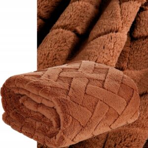 Koc narzuta 170x210 ceglasty gruby mięciutki puszysty