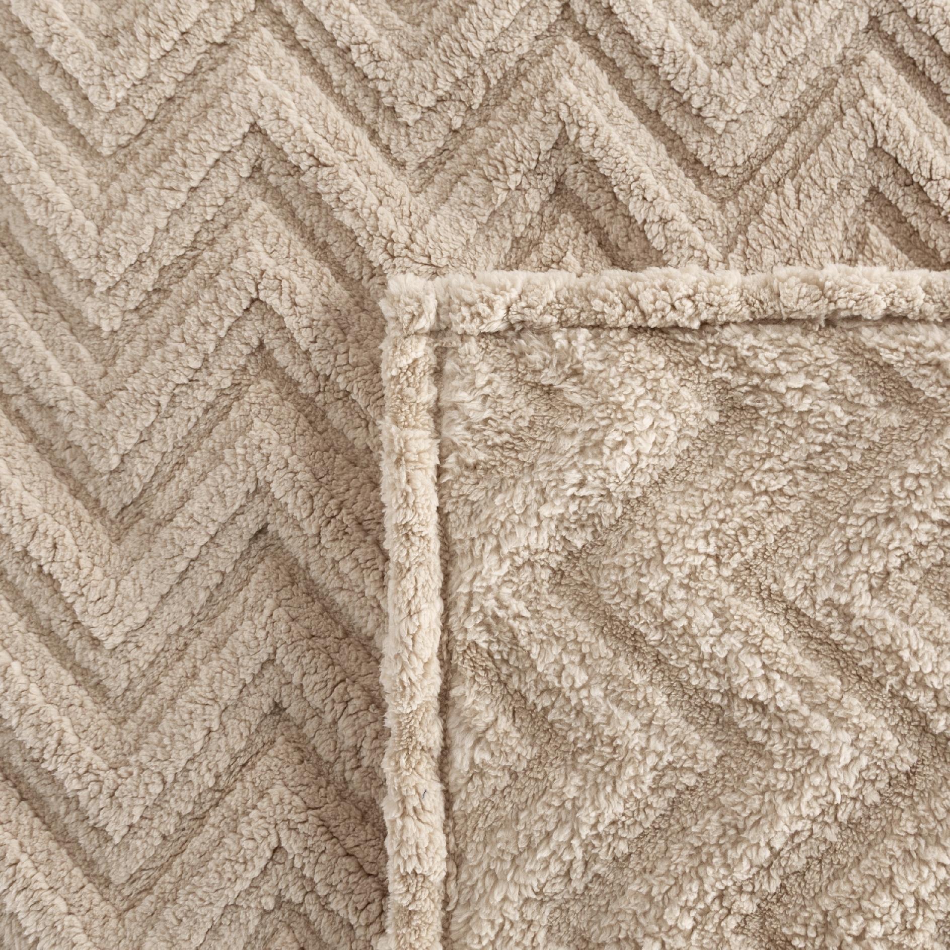 Koc narzuta 200x220 gruby mięciutki puszysty jodełka ciemny beżowy - obrazek 11