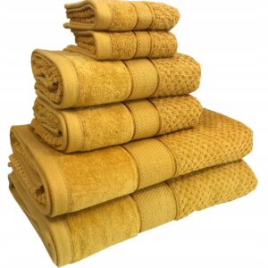 KOMPLET RĘCZNIKI KĄPIELOWE 6x SZTUK PREZENT 500gsm musztarda