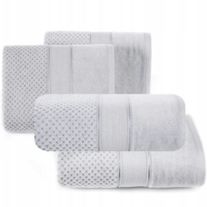 KOMPLET RĘCZNIKI KĄPIELOWE 4x SZTUK PREZENT 500gsm SREBRNY