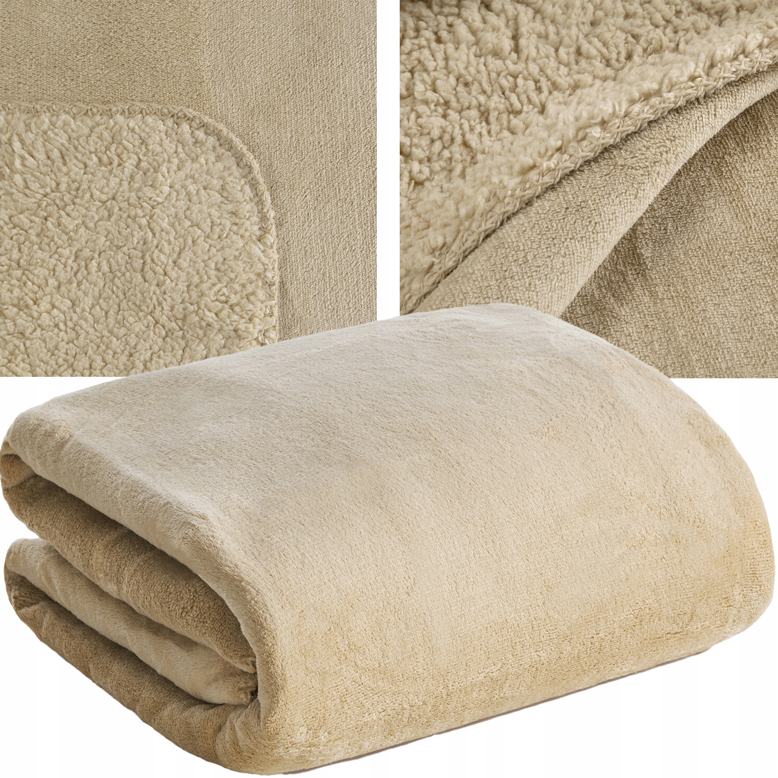 Koc narzuta dwustronny PREMIUM 150 x 200cm jasny beż - obrazek 12