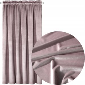 Nowoczesna zasłona welwetowa w taśmę 140x270 puder