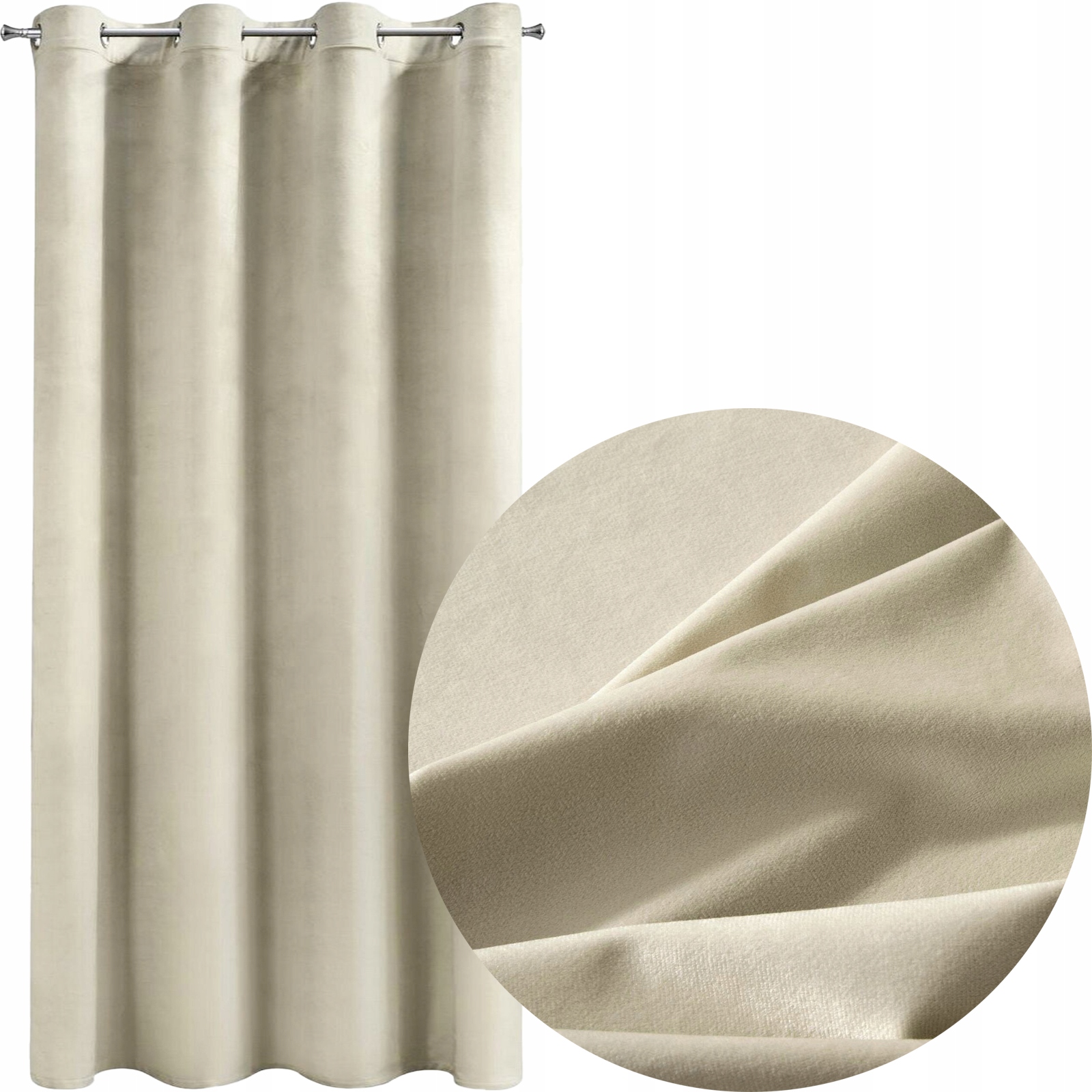 Nowoczesna zasłona welwetowa w przelotkę 140x250 krem - obrazek 4