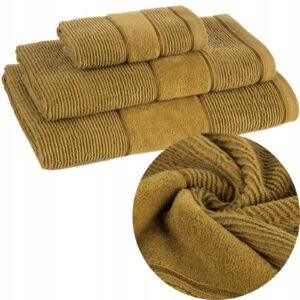 Ręcznik kąpielowy bawełna miękki chłonny miodowy zestaw 3 szt prezent